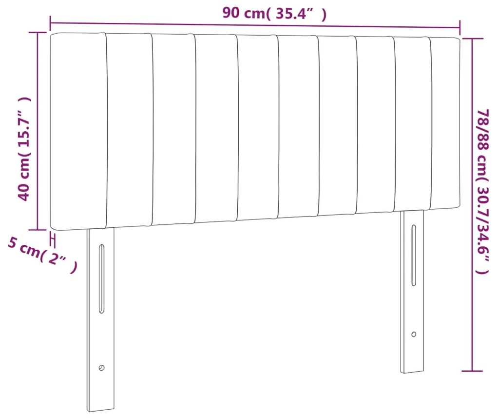 vidaXL Κεφαλάρι Κρεβατιού LED Σκούρο Γκρι 90x5x78/88 εκ. Βελούδινο