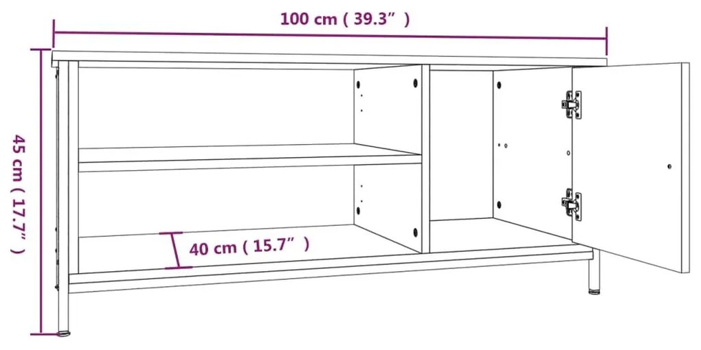 Έπιπλο Τηλεόρασης Καπνιστή Δρυς 100x40x45 εκ. Επεξ. Ξύλο - Καφέ