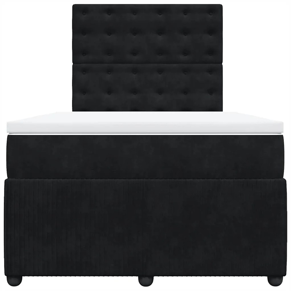 vidaXL Κρεβάτι Boxspring με Στρώμα Μαύρο 120 x 200 εκ. Βελούδινο