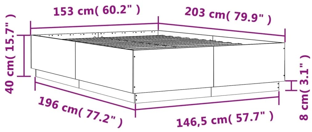 Πλαίσιο Κρεβατιού Μαύρο 160x200 εκ. Επεξεργασμένο Ξύλο - Μαύρο