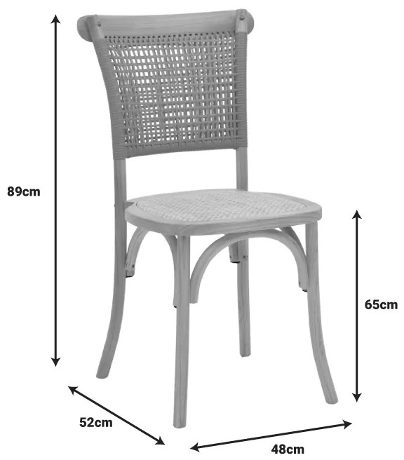 Καρέκλα Karley pakoworld φυσικό ξύλο οξιάς-έδρα φυσικό rattan 48x52x89εκ - 263-000041