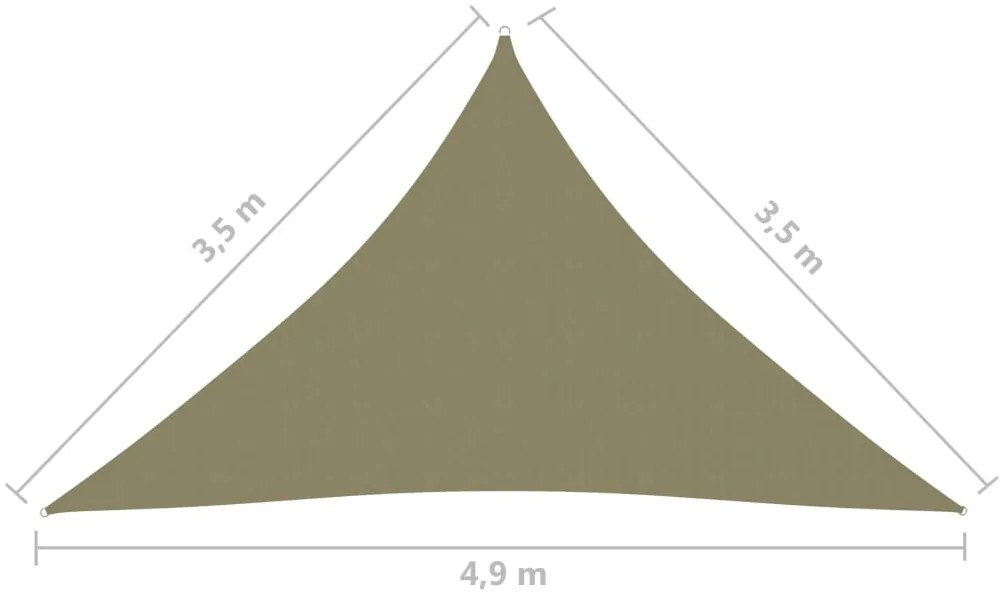 Πανί Σκίασης Τρίγωνο Μπεζ 3,5 x 3,5 x 4,9 μ. από Ύφασμα Oxford - Μπεζ