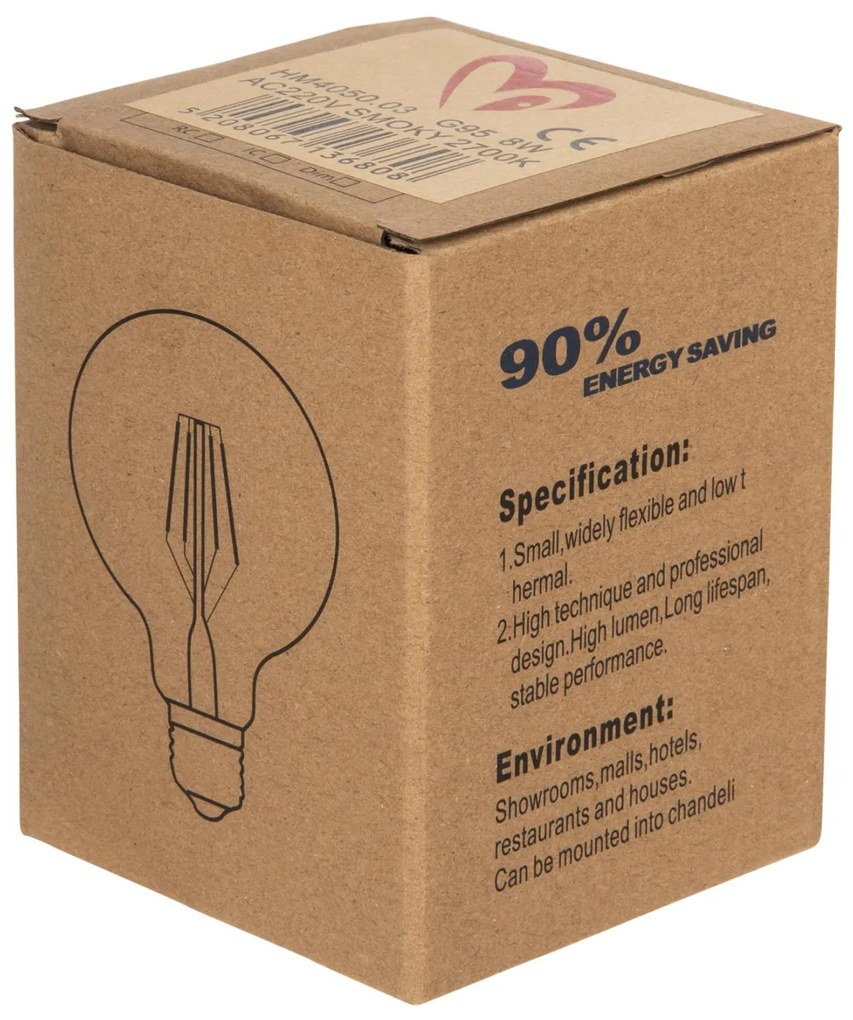 ΛΑΜΠΤΗΡΑΣ GLOBO LED FILAMENT 8W E27 3000K ΦΙΜΕ DIMMABLE