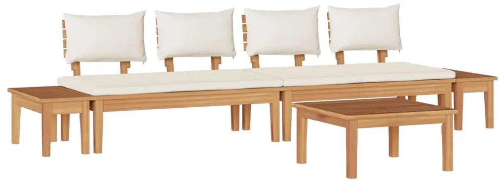 vidaXL Σετ Παγκάκι Κήπου 5 pcs Καφέ, Κρέμα Πολυ rattan, βαμμένο ατσάλι