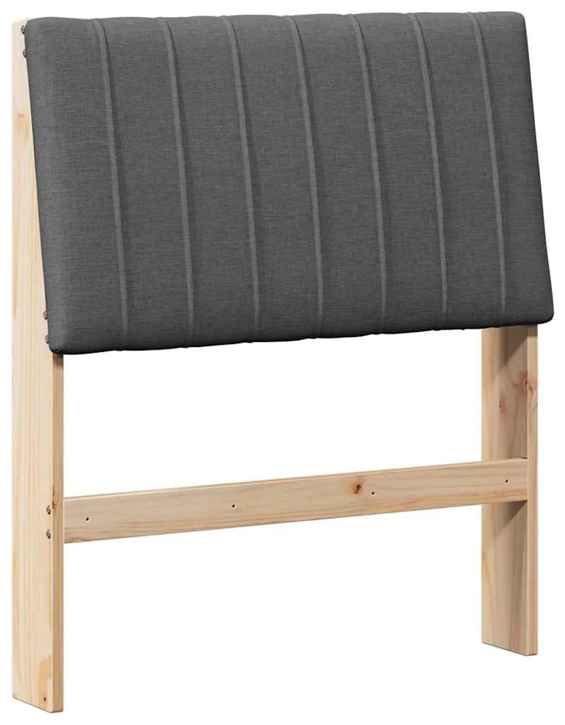 vidaXL Ταπετσαρισμένο κεφαλάρι Σκούρο Γκρι 80 cm Στερεά ξυλεία πεύκου