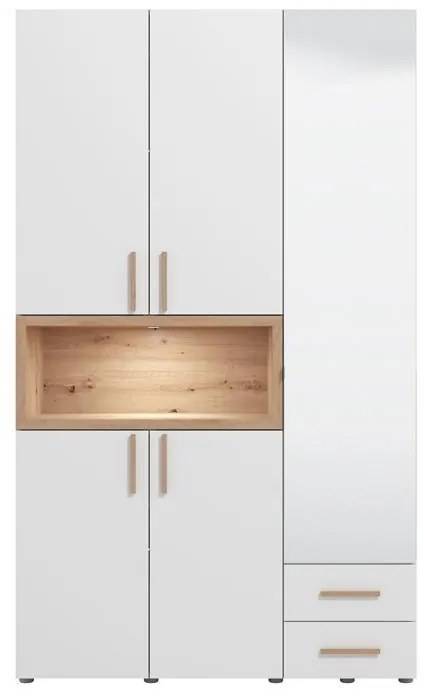 Ντουλάπα DONALD 3K2F1O Τρίφυλλη με Καθρέπτη Artisan Oak - Λευκό 135x57x227εκ. 135x57x227 εκ.