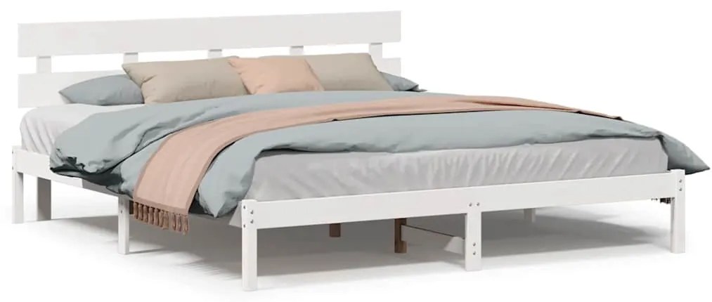 vidaXL Σκελετός Κρεβατιού Λευκό 200 x 200 cm Μασίφ ξύλο πεύκου