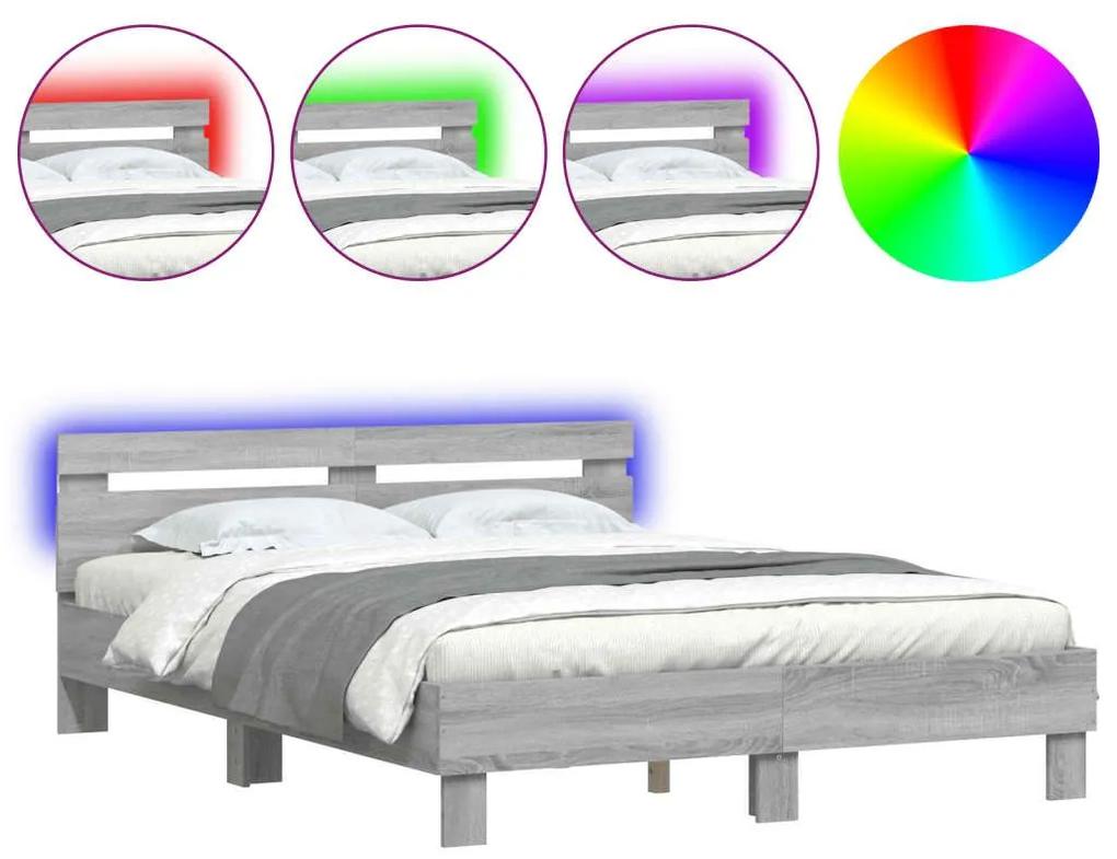 Πλαίσιο Κρεβατιού με Κεφαλάρι/LED Γκρι Sonoma 140x200 εκ. - Γκρι
