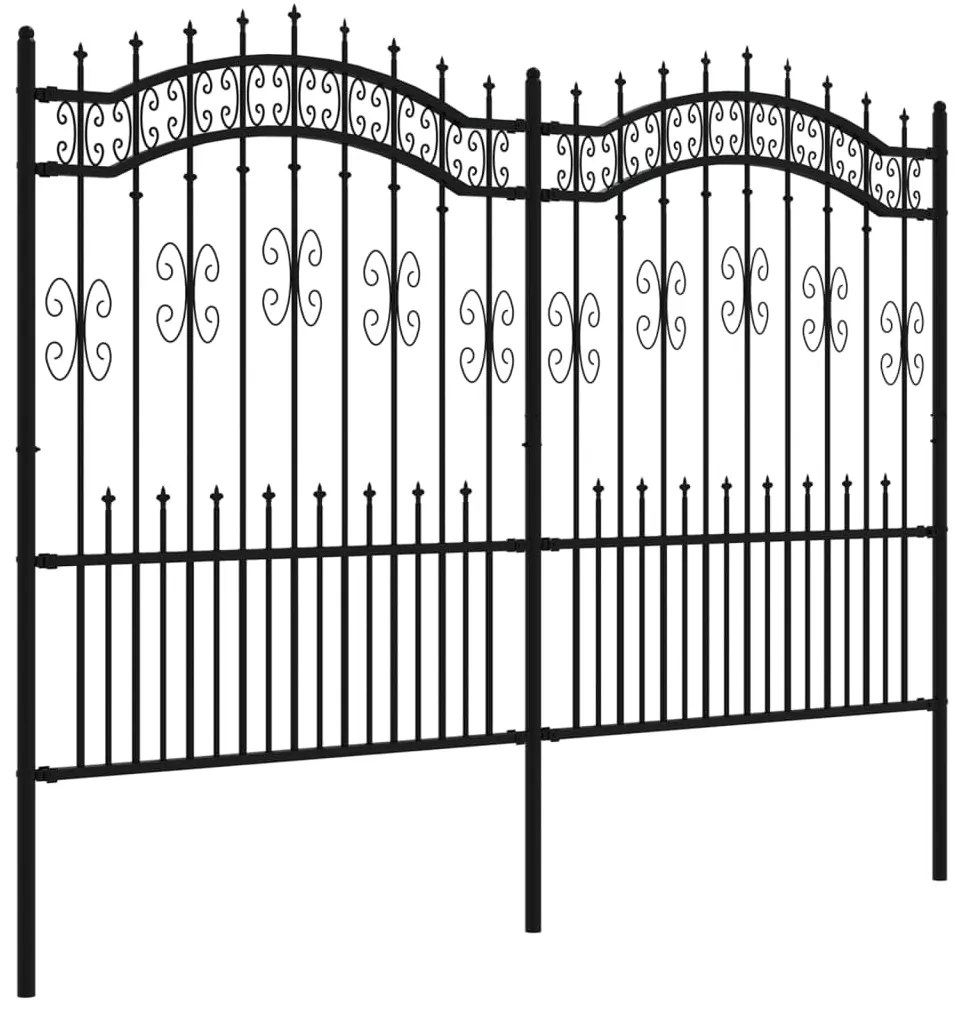 vidaXL Φράχτης Κήπου με Κορυφή Δόρυ Μαύρος 240x150 εκ. από Ατσάλι με Ηλεκτροστατική Βαφή