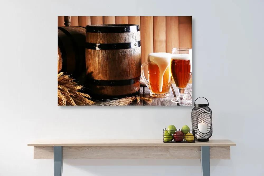 Εικόνα μπύρα με βαρέλι μπύρας - 120x80