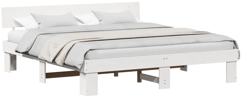 vidaXL Σκελετός Κρεβατιού Λευκό 180 x 200 cm Συμπαγές ξύλο πεύκου