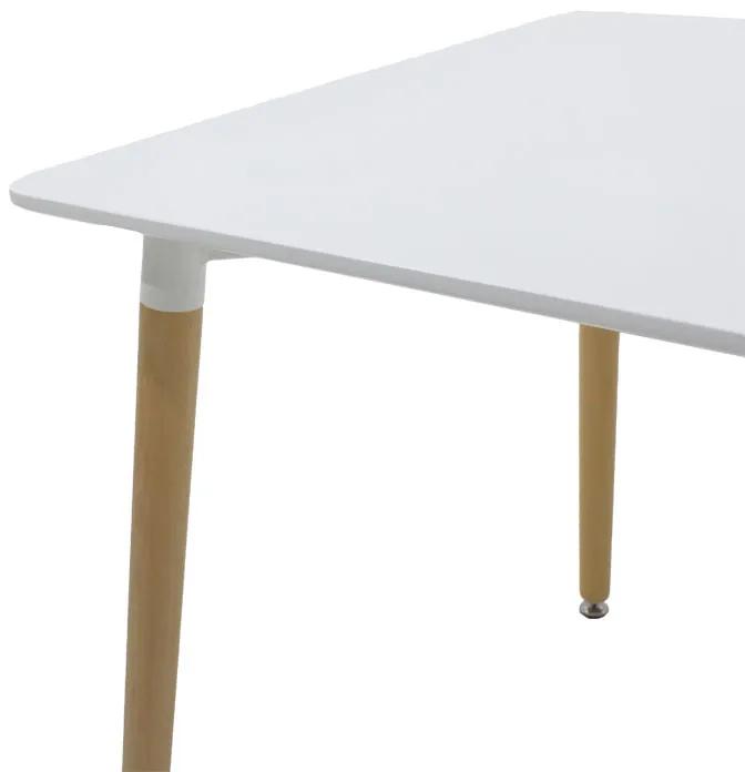 Τραπέζι Natali pakoworld MDF λευκό-πόδια φυσικό 80x80x76εκ