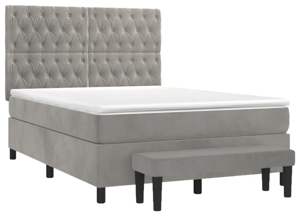 ΚΡΕΒΑΤΙ BOXSPRING ΜΕ ΣΤΡΩΜΑ ΑΝΟΙΧΤΟ ΓΚΡΙ 140X190 ΕΚ. ΒΕΛΟΥΔΙΝΟ 3138019