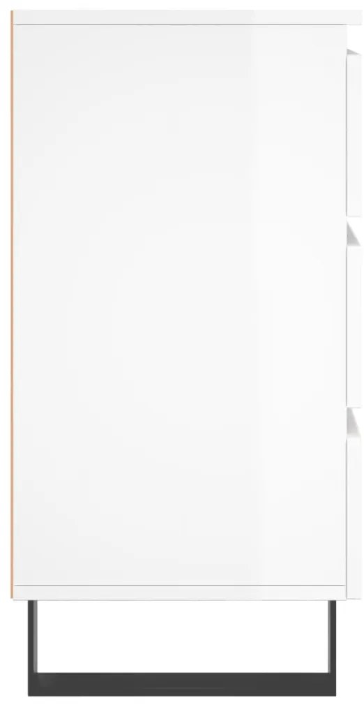 vidaXL Κομοδίνα 2 τεμ. Γυαλ. Λευκό 40x35x69 εκ. Επεξεργασμένο Ξύλο