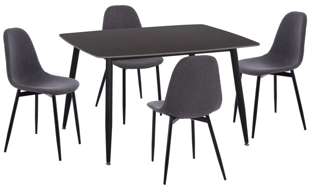 ΣΕΤ ΤΡΑΠΕΖΑΡΙΑΣ 5ΤΜΧ RAVEN HM21068.02 ΚΕΡΑΜΙΚΟ TOP ΜΑΥΡΟ ΜΑΡΜΑΡΟ--ΓΚΡΙ ΥΦΑΣΜΑ