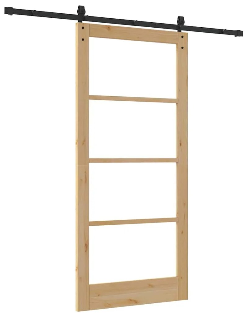 vidaXL Συρόμενη Πόρτα ORKDAL Καφέ 93 x 202 cm Μασίφ ξύλο πεύκου