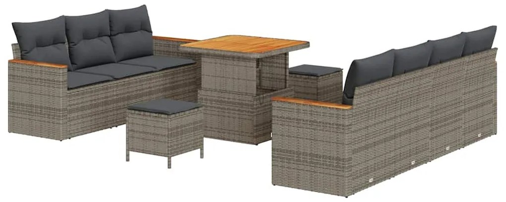 vidaXL Σετ Καναπέ Κήπου 10 pcs Γκρι συνθετικό ρατάν