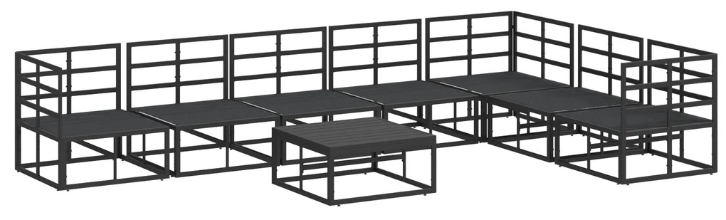 vidaXL Σετ Καναπέ Κήπου 8 pcs Μαύρο 70 x 70 x 32 εκ Αλουμίνιο