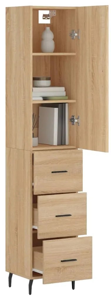 vidaXL Μπουφές Sonoma δρυς 34,5 x 34 x 180 εκ. από Επεξεργασμένο Ξύλο
