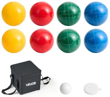 VEVOR Bocce Ball Set Bocce Ball Game Set 107 mm 8 Resin Balls 4 Colors for Beach