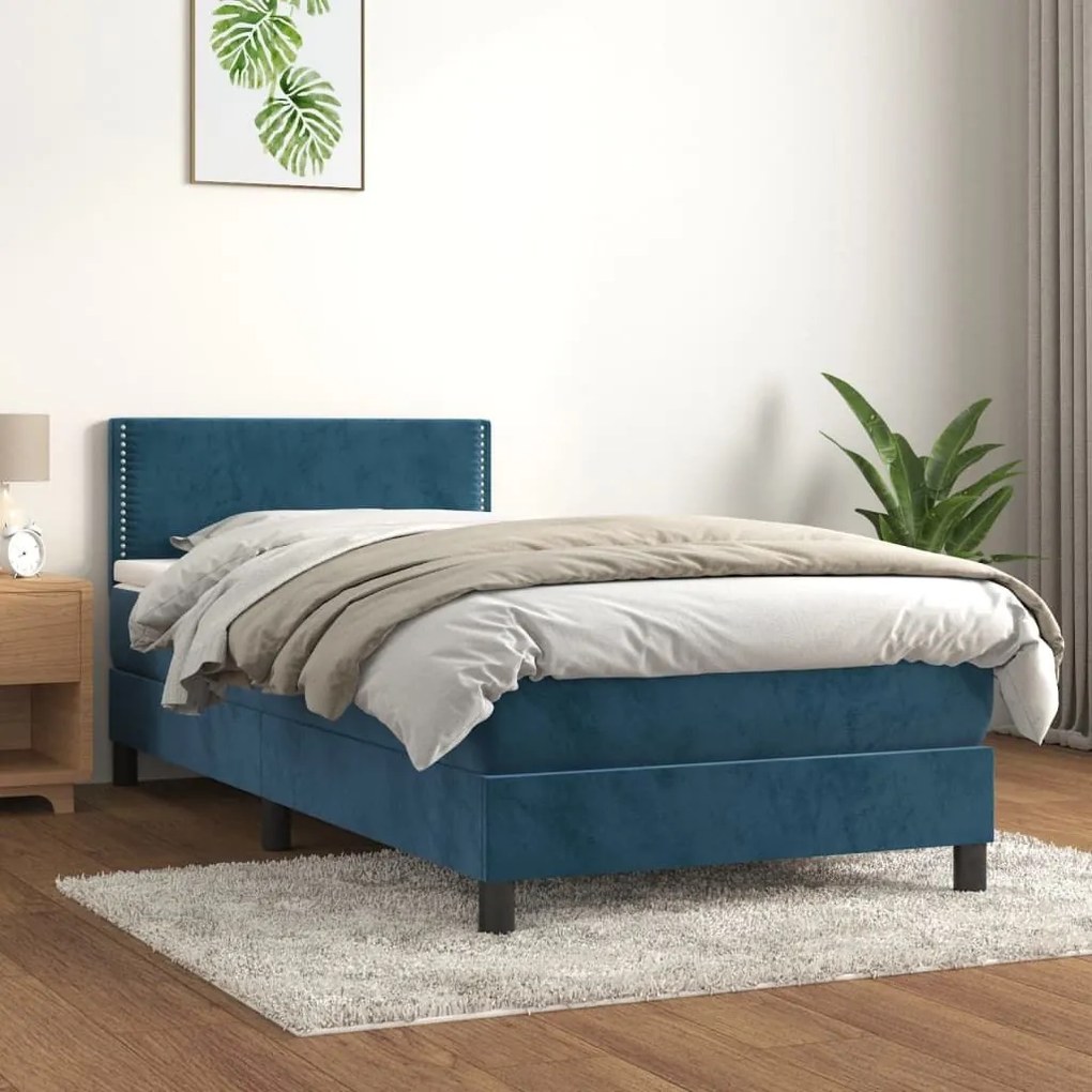 ΚΡΕΒΑΤΙ BOXSPRING ΜΕ ΣΤΡΩΜΑ ΣΚΟΥΡΟ ΜΠΛΕ 100X200 ΕΚ. ΒΕΛΟΥΔΙΝΟ 3141231