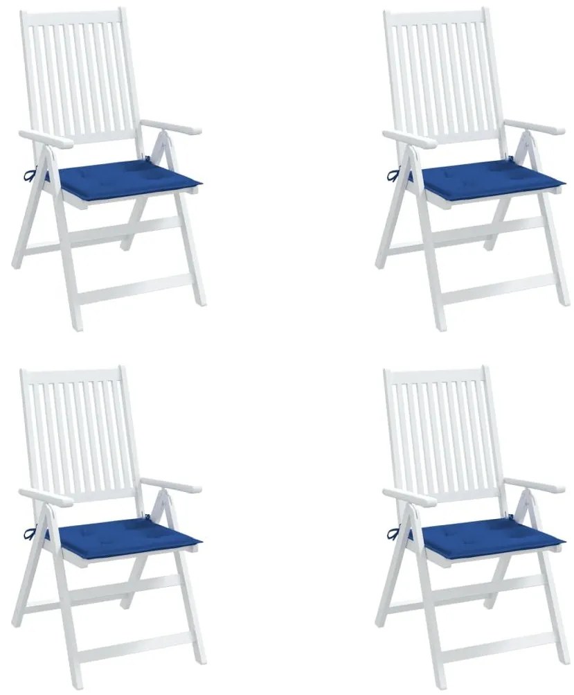 Μαξιλάρια Καρέκλας Κήπου 4 τεμ. Μπλε Ρουά 50x50x3εκ. Υφασμάτινα - Μπλε
