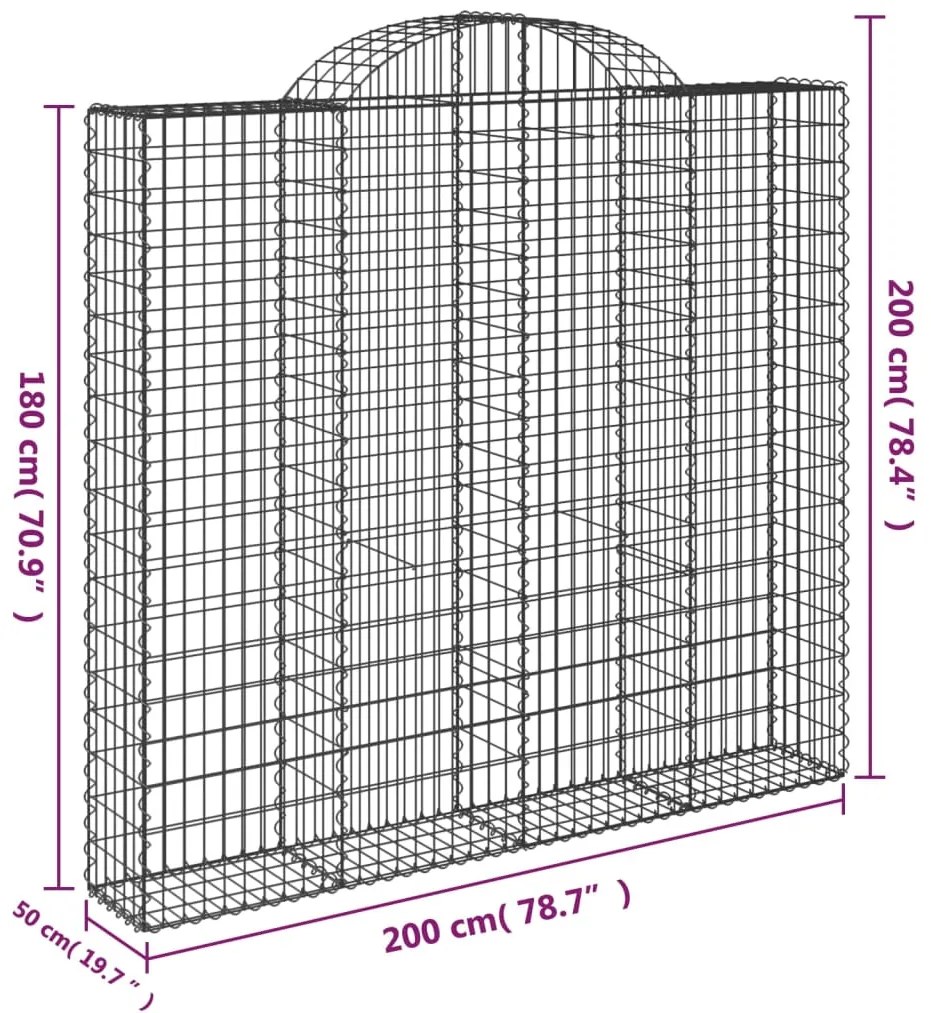 vidaXL Συρματοκιβώτια Τοξωτά 20 τεμ. 200x50x180/200 εκ. Γαλβαν. Ατσάλι