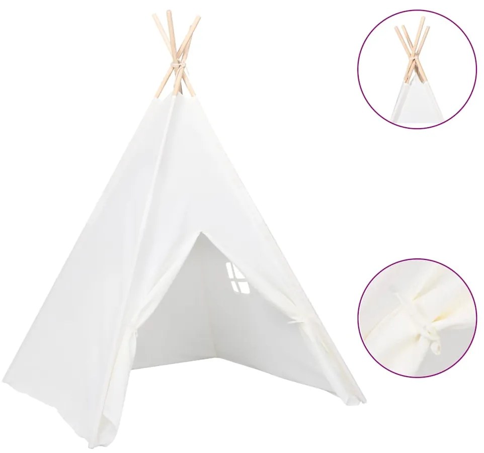 vidaXL Σκηνή Teepee Παιδική Λευκή 120x120x150 εκ. Peach Skin με Σάκο