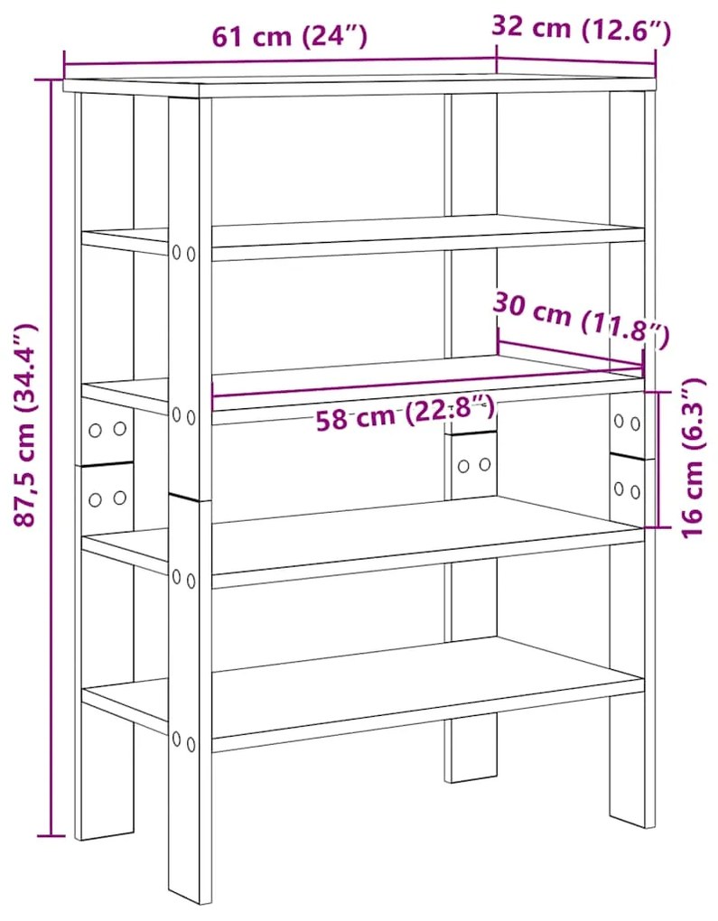 ΡΑΦΙ ΠΑΠΟΥΤΣΙΩΝ  SONOMA OAK 61X32X87,5 CM ΚΑΤΑΣΚΕΥΑΣΜΕΝΟ ΞΥΛΟ 859853