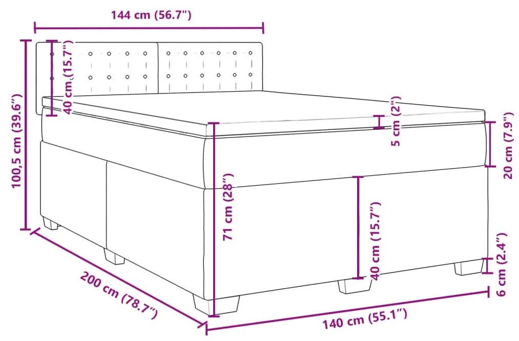 Κρεβάτι Boxspring με Στρώμα Μαύρο 140x200 εκ. Βελούδινο - Μαύρο