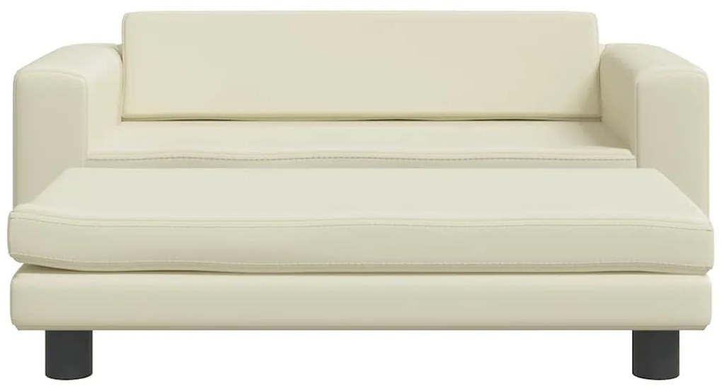 vidaXL Καναπές Παιδικός με Υποπόδιο Κρεμ 100 x 50 x 30 εκ. Συνθ. Δέρμα