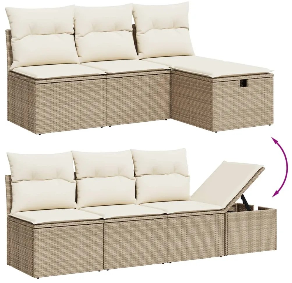 vidaXL Σαλόνι Κήπου Σετ 8 τεμ. Μπεζ Συνθετικό Ρατάν με Μαξιλάρια