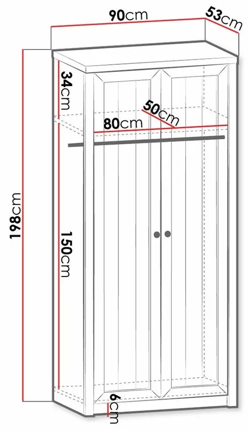 Ντουλάπα Parma A135, Lefkas δρυς, Anderson πεύκο, 198x90x53cm, 59 kg, Πόρτες ντουλάπας: Με μεντεσέδες, Αριθμός ραφιών: 1, Ξύλο: Πεύκο | Epipla1.gr