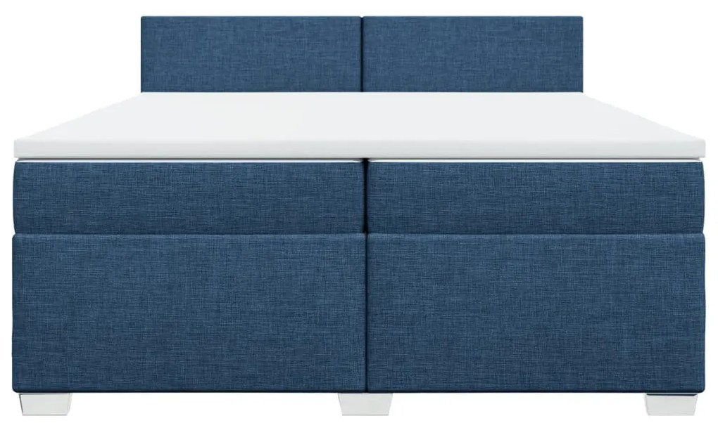 Κρεβάτι Boxspring με Στρώμα Μπλε 200x200 εκ. Υφασμάτινο - Μπλε