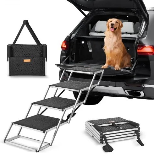 VEVOR Dog Stair for Cars 4-step Folding Dog Steps Aluminum Loads up to 250 lbs