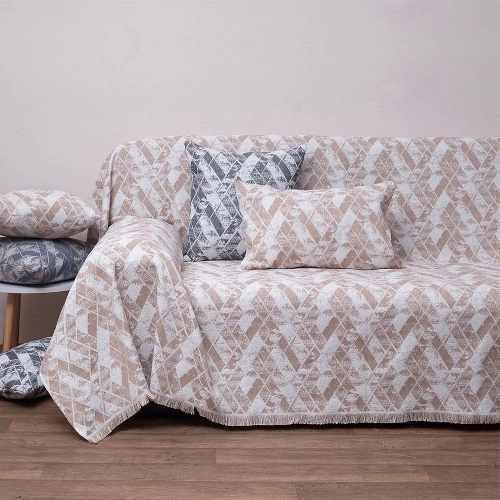 Ριχτάρι 1571 Beige Anna Riska Three-Seater 180x280cm 100% Βαμβάκι