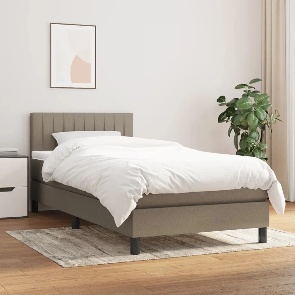 vidaXL Κρεβάτι Boxspring με Στρώμα Taupe 90x200 εκ. Υφασμάτινο