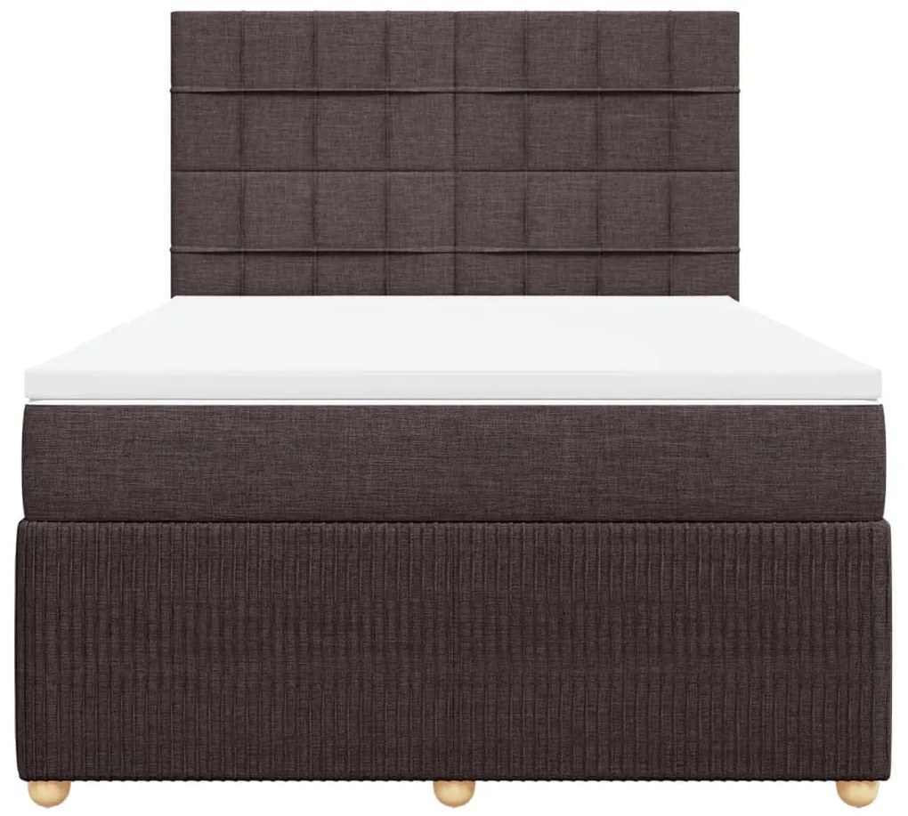 vidaXL Κρεβάτι Boxspring με Στρώμα Σκούρο Καφέ 160x200 εκ Υφασμάτινο