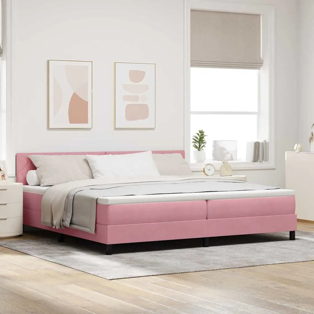 vidaXL Κρεβάτι με Ελατήρια και Στρώμα Ροζ 200 x 200 cm ύφασμα