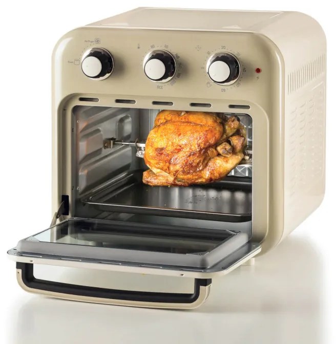 Φριτέζα-φούρνος ζεστού αέρα Ariete VINTAGE 4632/03, 1400W, 16 l, Μέχρι 230C, Χρονοδιακόπτης 60 min, Περιστρεφόμενο καλάθι, Λευκό/Μπεζ