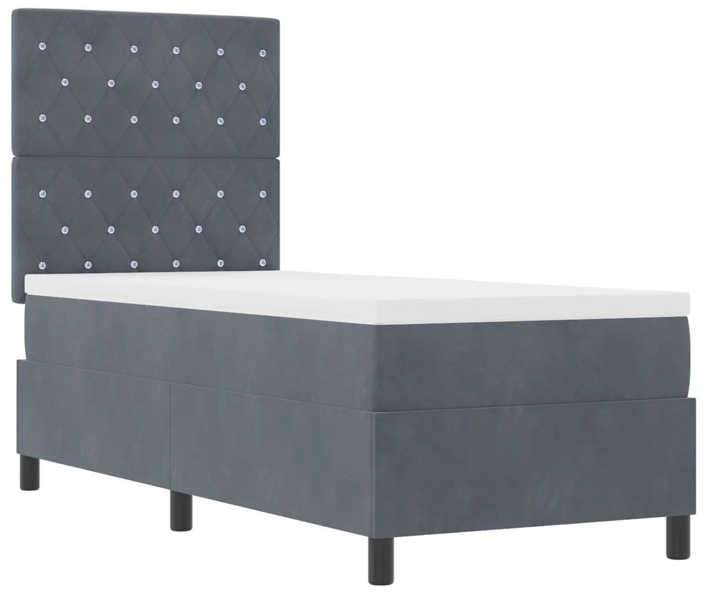 vidaXL κρεβάτι Box Spring με στρώμα σκούρο γκρι 80x200 εκ. βελούδο