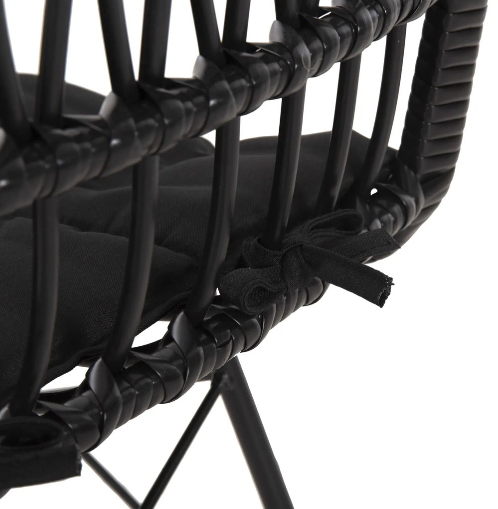 Καρέκλα ALLEGRA C5453.12 Μεταλλική με Μαξιλάρι και Wicker Μαύρο 52x52x83,5Yεκ. 52x52x83.5 εκ.