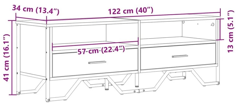 Έπιπλο Τηλεόρασης Μαύρο 122 x 34 x 41 εκ. Επεξεργασμένο Ξύλο - Μαύρο