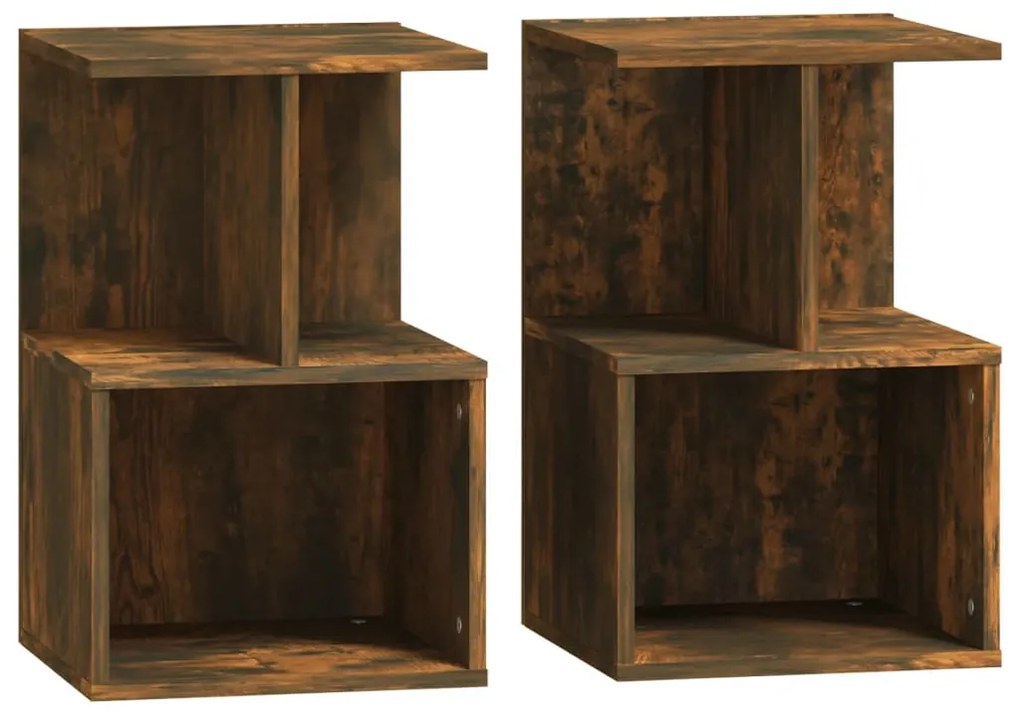 vidaXL Κομοδίνα 2 Τεμ. Καπνιστή Δρυς 35x35x55 εκ. από Επεξεργ. Ξύλο