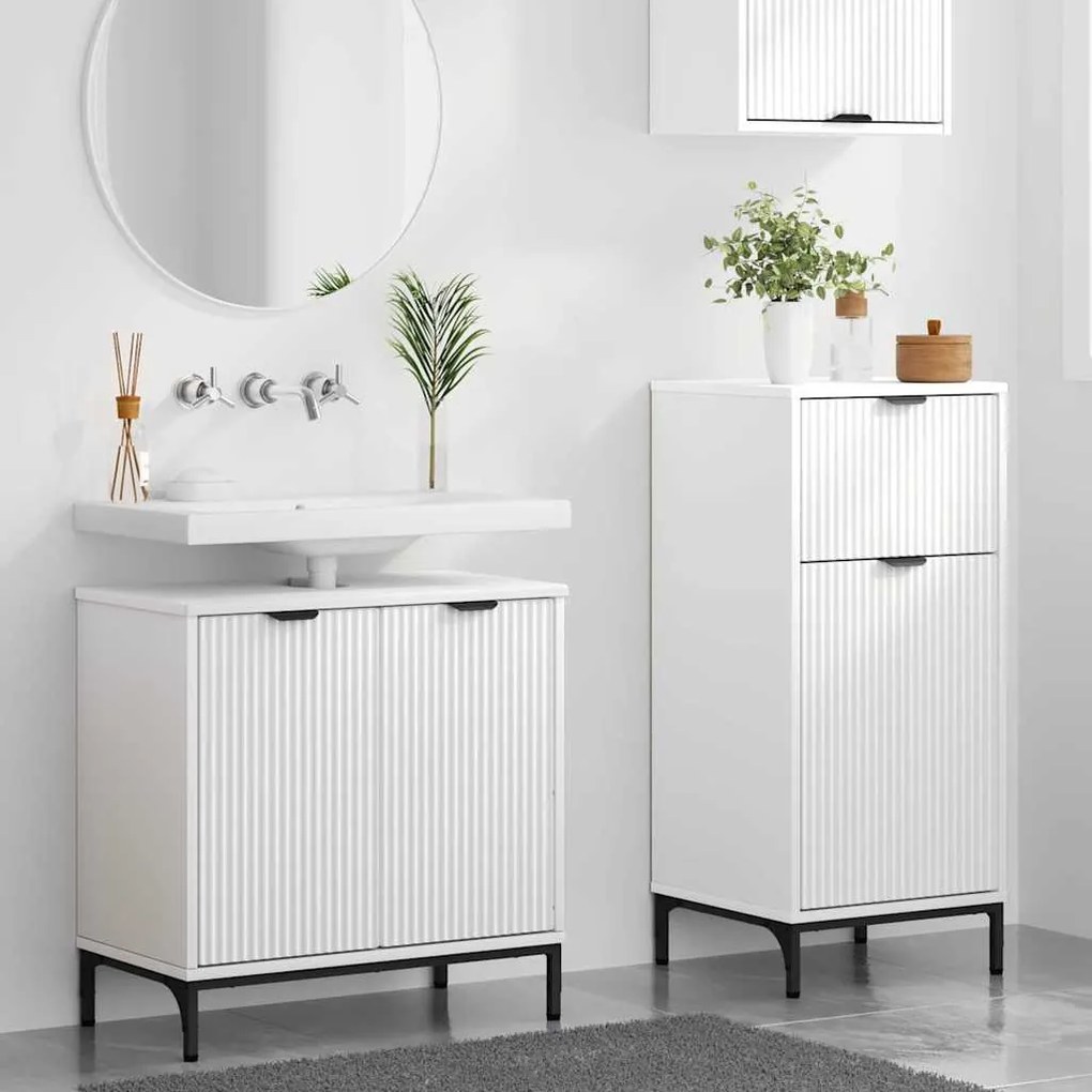 vidaXL Σετ Επίπλων Μπάνιου με συρτάρι 2 pcs Λευκό 39.5 x 36 x 88 εκ
