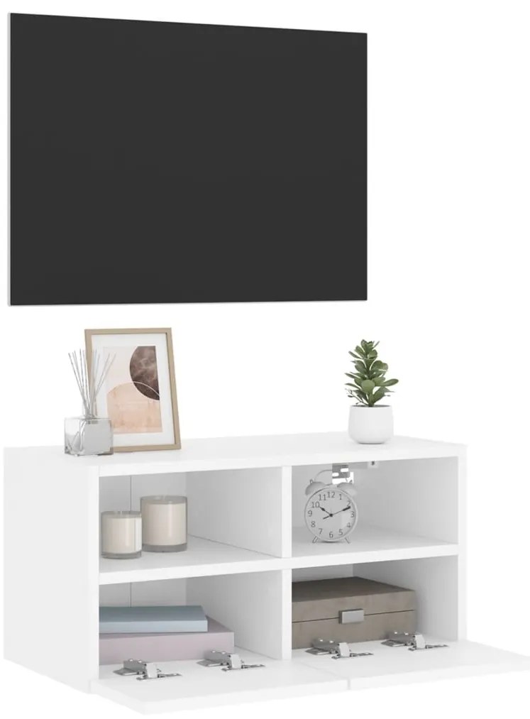 vidaXL Ντουλάπι Τοίχου Τηλεόρασης Λευκό 60 x 30 x 30εκ. από Επεξ. Ξύλο