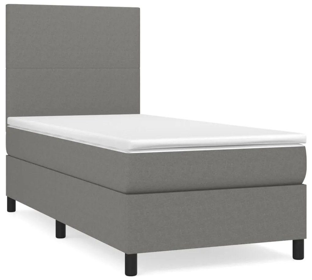 ΚΡΕΒΑΤΙ BOXSPRING ΜΕ ΣΤΡΩΜΑ ΣΚΟΥΡΟ ΓΚΡΙ 90X200 ΕΚ. ΥΦΑΣΜΑΤΙΝΟ 3141586