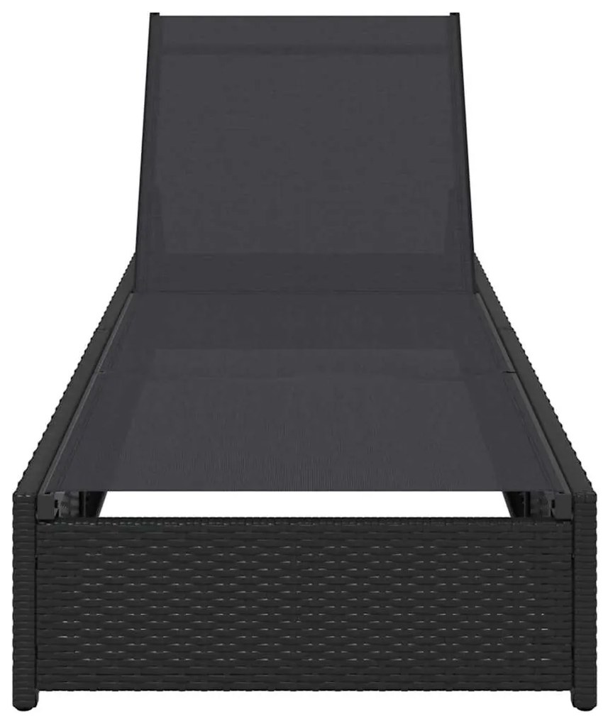 vidaXL Ξαπλώστρα Μαύρο 200.5 x 70 x 75 εκ συνθετικό ρατάν