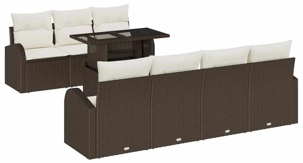 vidaXL Σετ Καναπέ Κήπου 8 pcs Καφέ 100 x 55 x 73 εκ. Πολυ ράταν