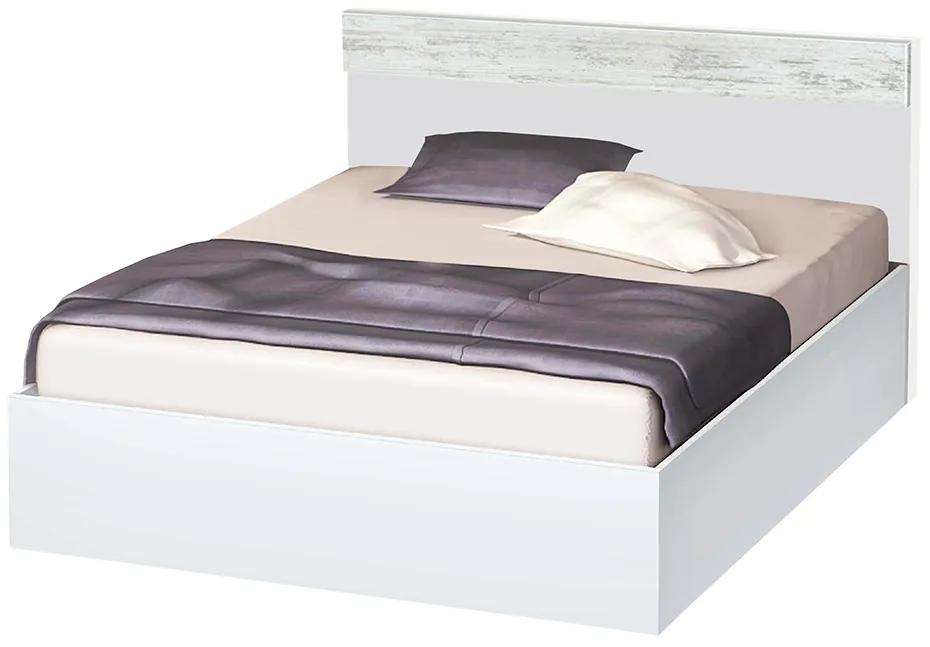 Κρεβάτι ξύλινο ημίδιπλο High Λευκό/Crystal, 120/190, 194/90/124 εκ., Genomax